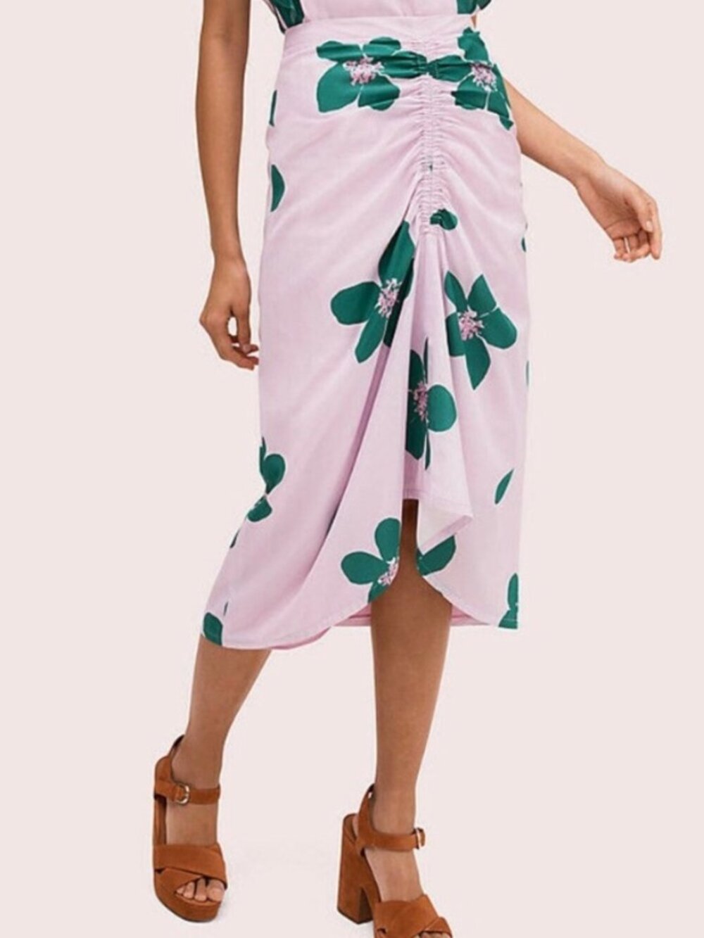 Kate Spade Pink Grand Flora Cupro Cotton Crepe Skirt - Size 2 - Picture 1 of 6